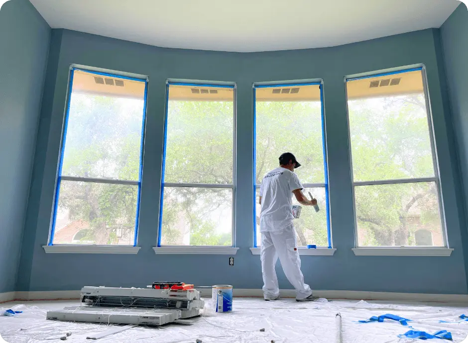 blue-interior-painted-wall-with-windows